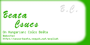 beata csucs business card